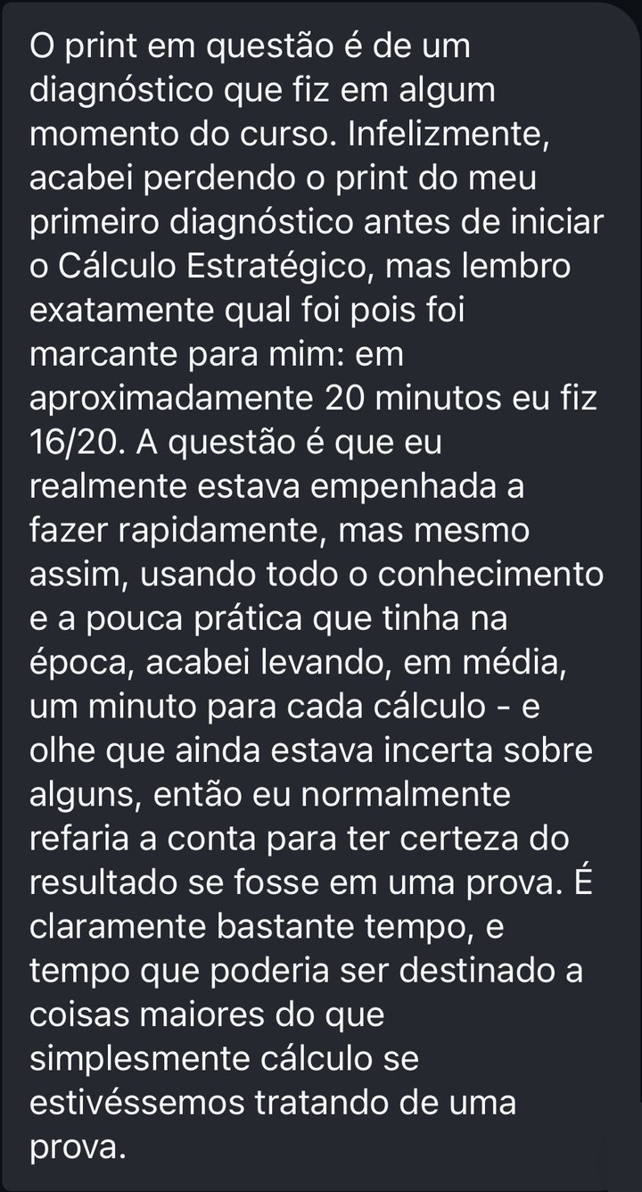 Mensagem da aluna sobre o primeiro diagnóstico